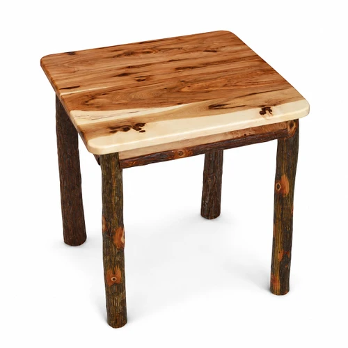 Ecommersify Inc Rustic Hickory Solid Wood End Table, Amish Made in USA