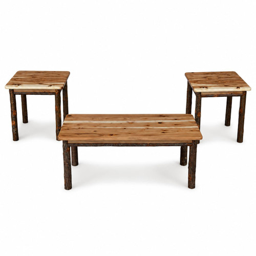 Ecommersify Inc Hickory Solid Top Coffee and End Table Set, 3 Pieces, Amish Made in USA