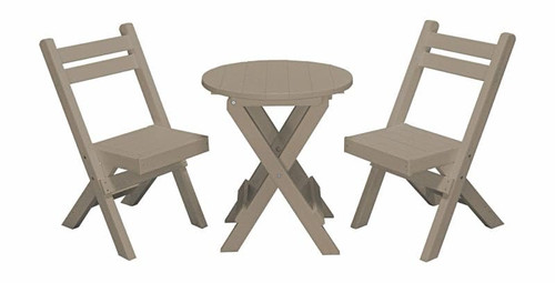 Ecommersify Inc Round HDPE Poly Folding Outdoor Bistro Set, Amish Made in USA