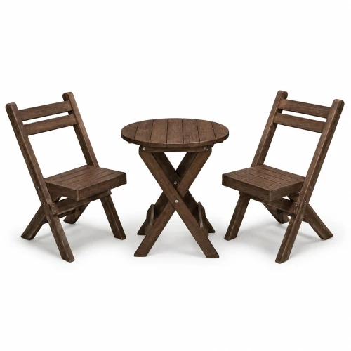 Ecommersify Inc Round HDPE Poly Folding Outdoor Bistro Set, Amish Made in USA