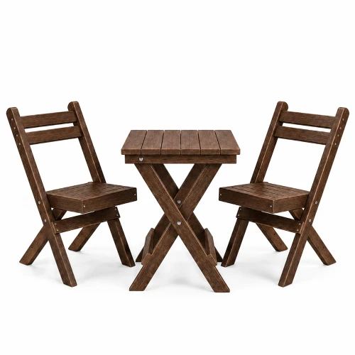 Ecommersify Inc Square HDPE Poly Folding Outdoor Bistro Set, Amish Made in USA