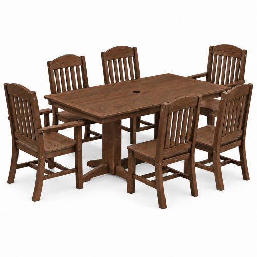 Ecommersify Inc Rectangular HDPE Poly Patio Dining Set with Classic Arm and Side Chairs, Amish Made in USA