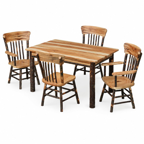 Ecommersify Inc 4-Foot Hickory Dining Set with Armchairs, 5 Pieces, Amish Made in USA