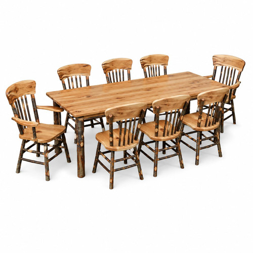 Ecommersify Inc 6-Foot Hickory Farmhouse Dining Set, 9 Pieces, Amish Made in USA