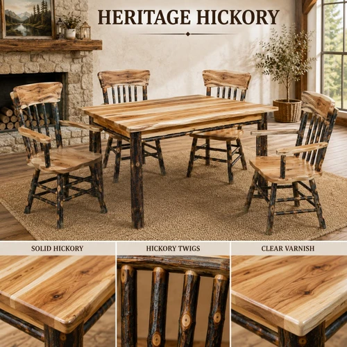 Ecommersify Inc 5-Foot Hickory Dining Set with Armchairs, 5 Pieces, Amish Made in USA