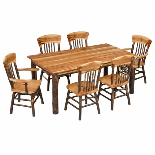 Ecommersify Inc 6-Foot Hickory Dining Set with Armchairs, 7 Pieces, Amish Made in USA