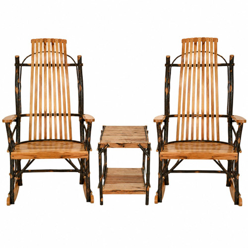 Ecommersify Inc Hickory 9-Slat Rocker and End Table Set, 3 Pieces, Amish Made in USA