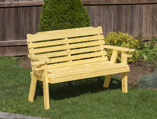 Ecommersify Inc Classic Pressure Treated Pine Garden Bench with Cup Holders, Amish Made in USA