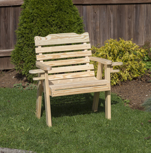 Ecommersify Inc 2-Foot Classic Pressure Treated Pine Bench Chair with Cup Holders, Amish Made in USA