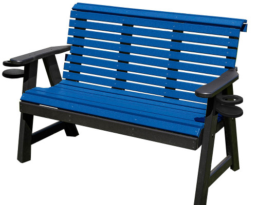 Ecommersify Inc Lancaster Rollback HDPE Poly Garden Bench with Cup Holders, Amish Made in USA