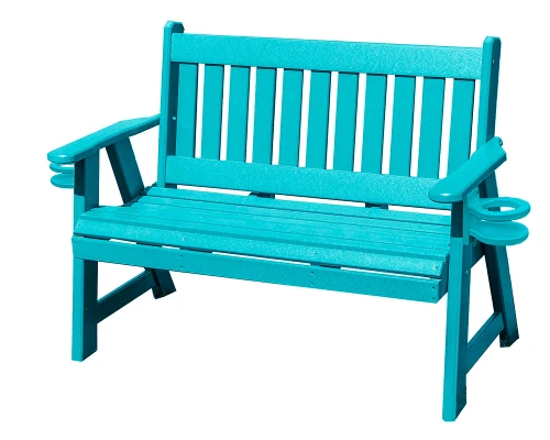 Ecommersify Inc Mission HDPE Poly Garden Bench with Cup Holders, Solid Colors, Amish Made in USA