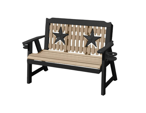 Ecommersify Inc Starback HDPE Poly Garden Bench with Cup Holders, Black Frame, Amish Made in USA