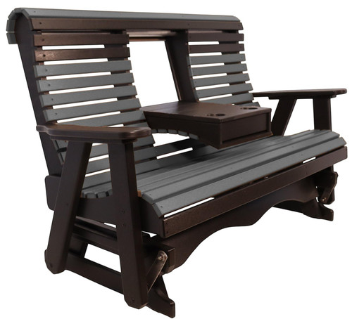 Ecommersify Inc Rollback HDPE Poly Outdoor Glider with Flip-Up Cup Holders, Amish Made in USA
