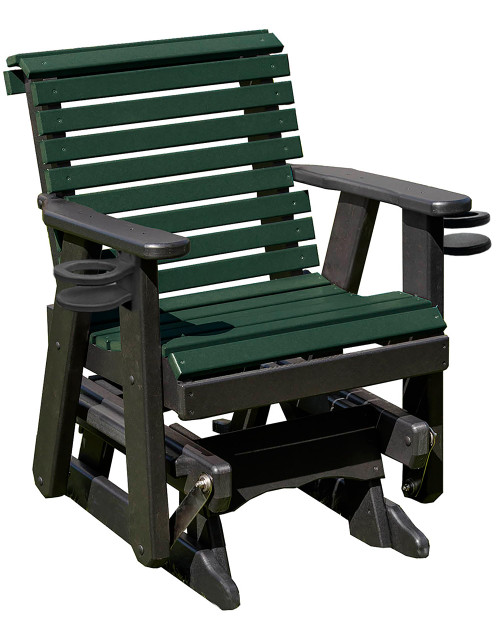 Ecommersify Inc 2-Foot Rollback HDPE Poly Glider Chair with Cup Holders, Amish Made in USA