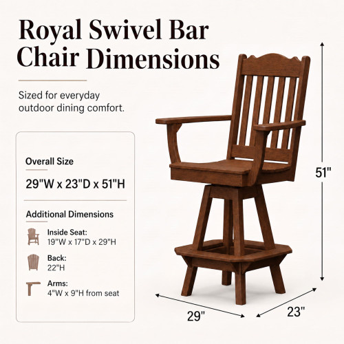 Ecommersify Inc Royal HDPE Poly Outdoor Swivel Bar Chair, Amish Made in USA