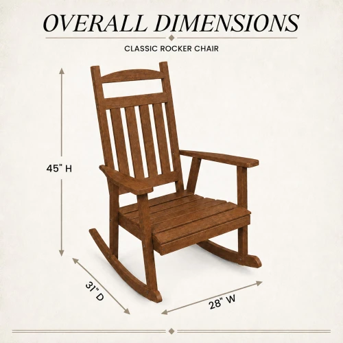 Ecommersify Inc Classic HDPE Poly Outdoor Rocking Chair, Amish Made in USA