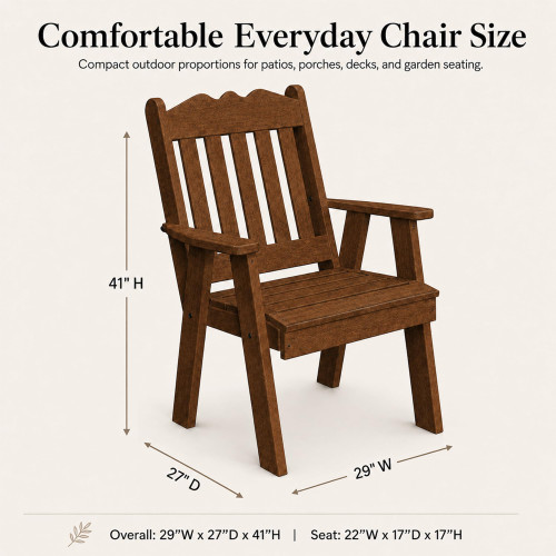 Ecommersify Inc Estate Crown HDPE Poly Outdoor Dining Armchair, Amish Made in USA