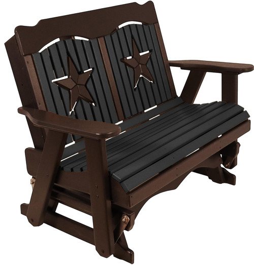 High Starback HDPE poly lumber glider bench with star-detail back and gliding base
