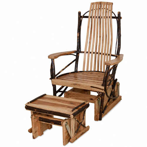 Ecommersify Inc Hickory Glider Rocker and Gliding Ottoman Set, Amish Made in USA