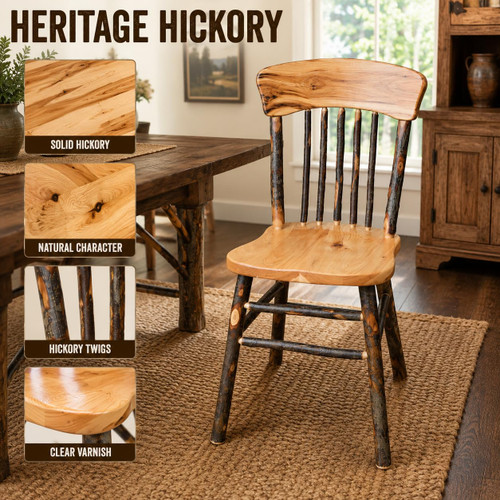 Ecommersify Inc Hickory Panel Back Dining Side Chair, Amish Made in USA