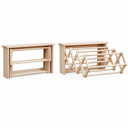 Ecommersify Inc Solid Maple Wall Mounted Folding Clothes Drying Rack, Made in USA