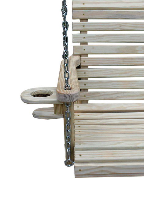 Ecommersify Inc 5-Foot Rollback Wood Porch Swing with Cup Holders, Amish Made in USA