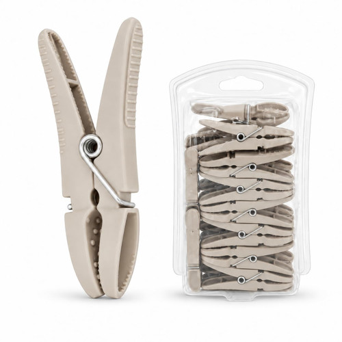 Ecommersify Inc Poly Clothespins, 24-Pack Laundry Spring Clips, Made in USA