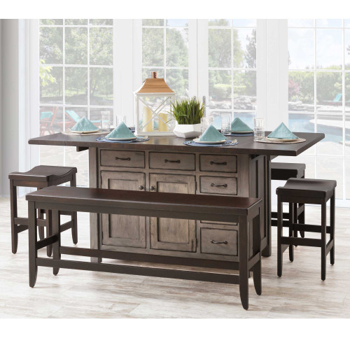 Amish Ancient Mission 6 Drawer Rustic Kitchen Island — product view