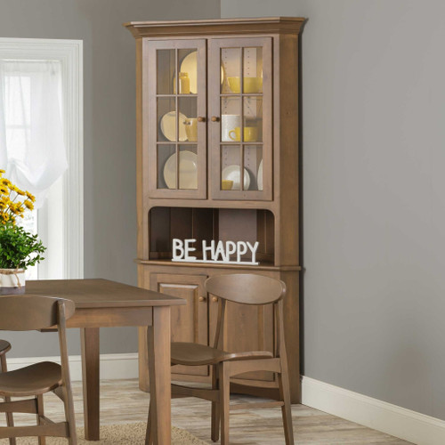 Amish Shaker Solid Wood 31" China Corner Hutch — product view