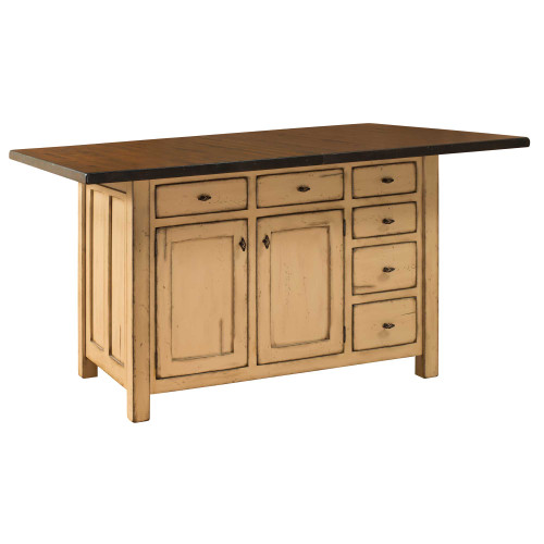 Amish Ancient Mission Rustic Butcher Block Top Kitchen Island with Leaves — product view 2