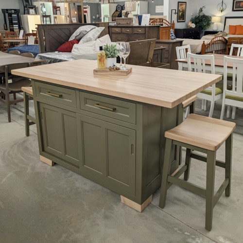 Amish Hudson Sliding Door Food Safe Oiled Butcher Block Kitchen Island — product view 2