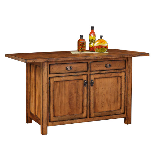 Amish Ancient Mission 2 Drawer Rustic Kitchen Island — product view 2
