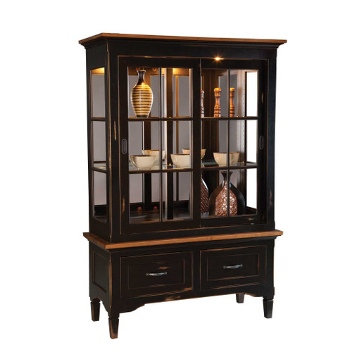 Amish Lexington Sliding Door Dining China Curio Cabinet — product view 2