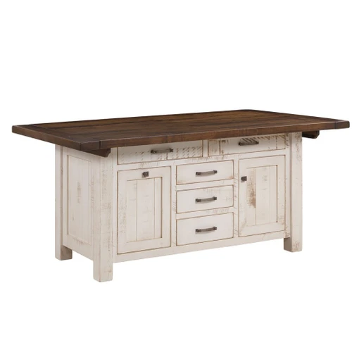 Amish Houston Large Expandable Kitchen Island with 8 Bar Chairs — product view 2