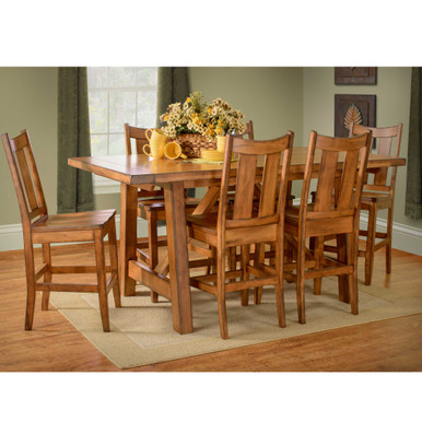 Aspen Counter Height Trestle Gathering Table | Handmade Amish Solid Wood Furniture with Heirloom Quality Craftsmanship, Made in USA