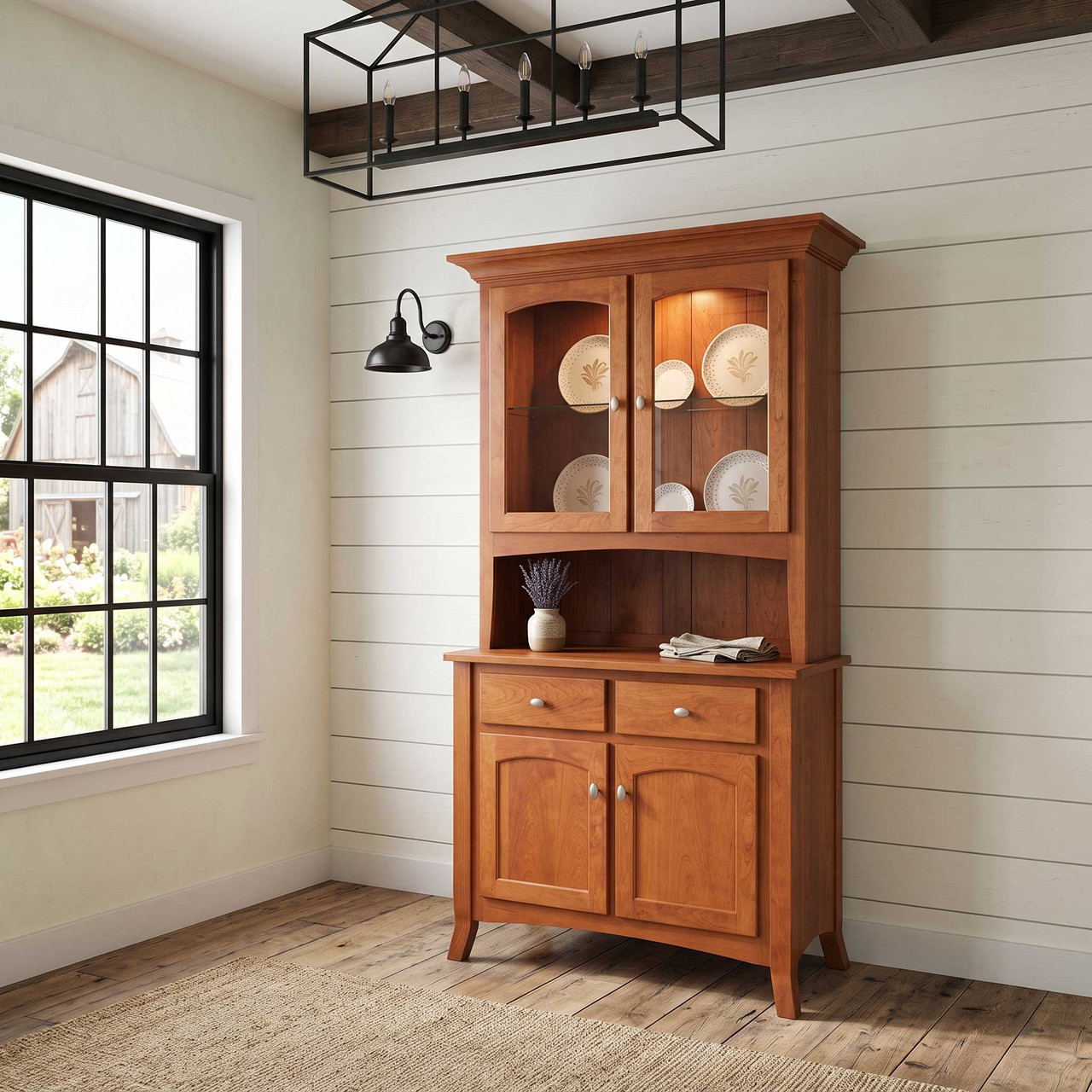 Amish Concord 2-Door Solid Wood Dining Hutch — actual product photograph