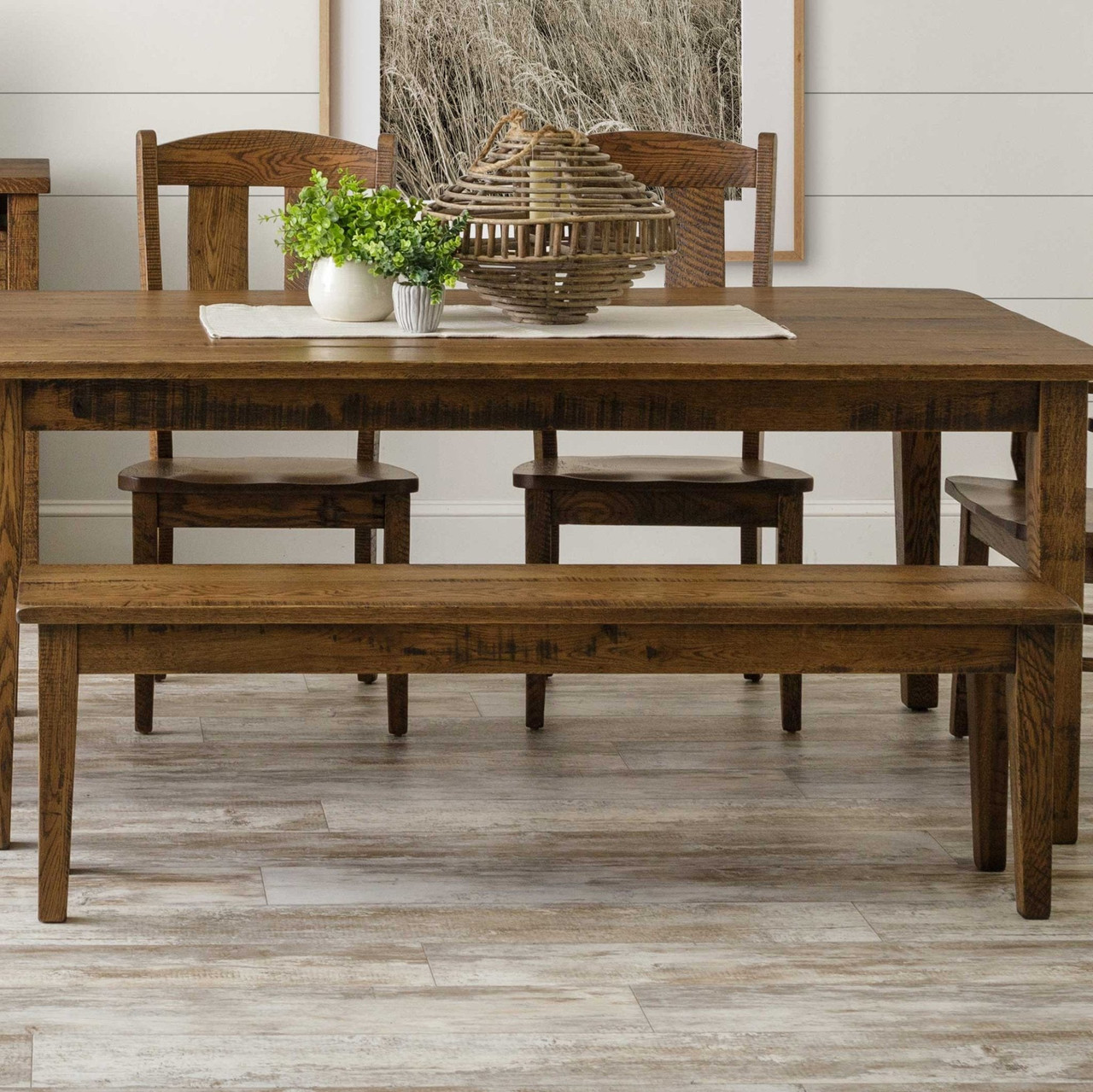 Amish Shaker Solid Wood Dining Room Bench — actual product photograph