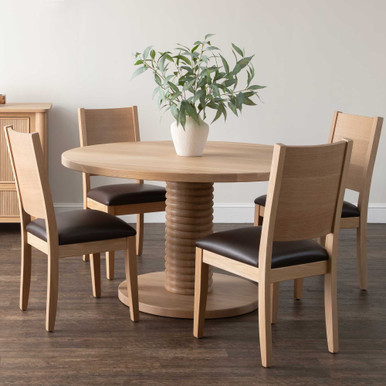 Waterford Round Solid Top Pedestal Table | Handmade Amish Solid Wood Furniture with Heirloom Quality Craftsmanship, Made in USA