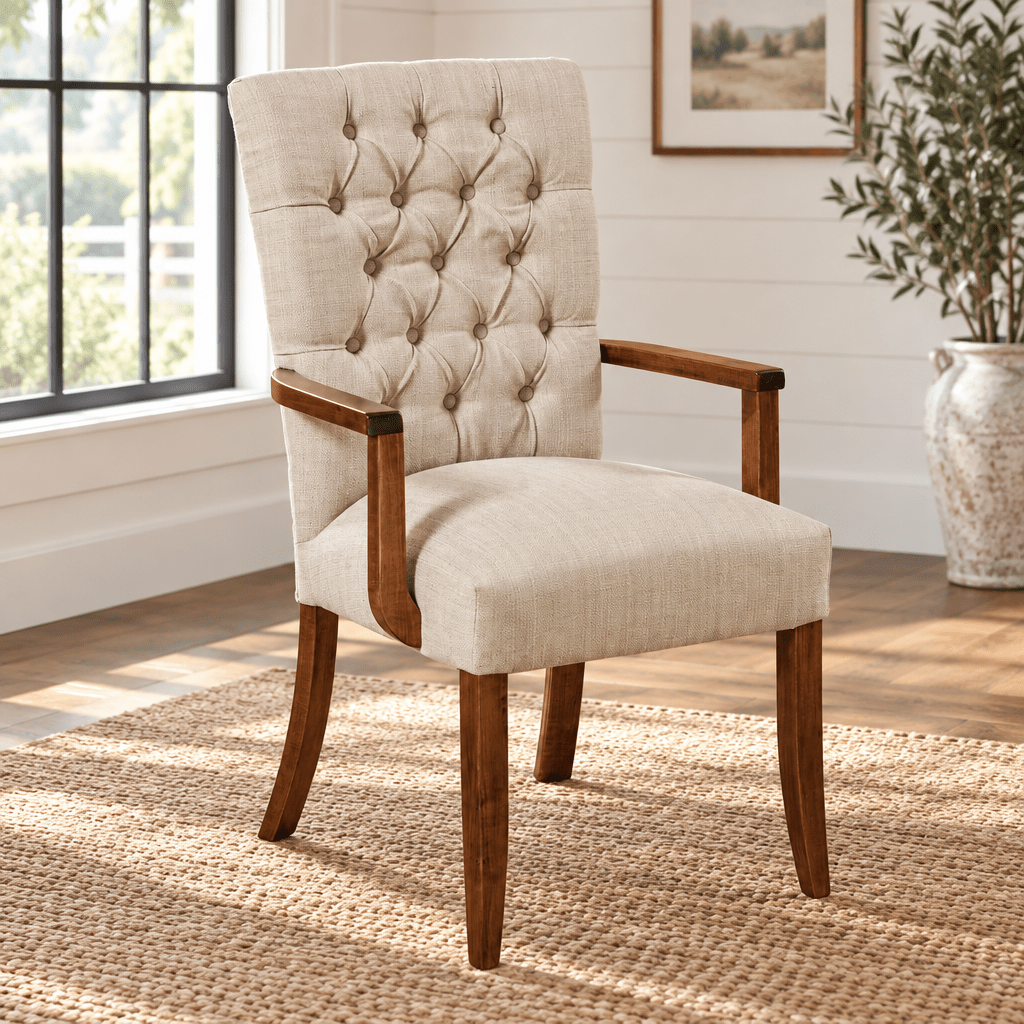 Amish Alana Upholstered Cushion Arm Chair — actual product photograph