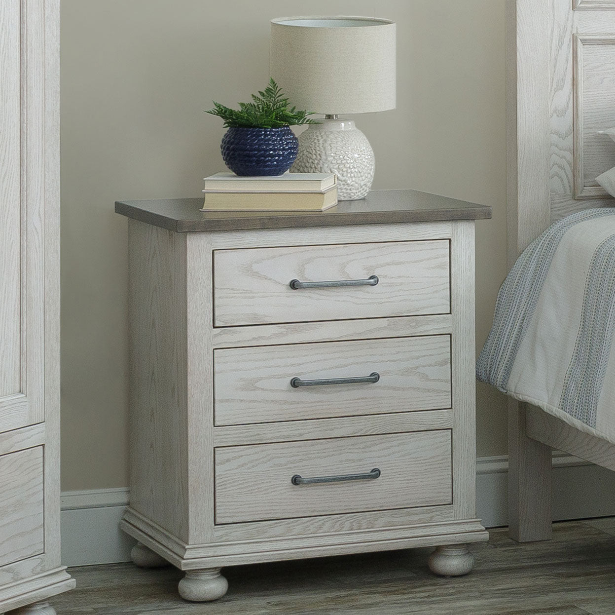 Amish Hickory Grove 3-Drawer Night Stand — actual product photograph