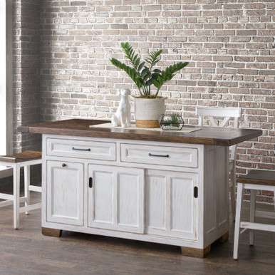 Hudson Large Kitchen Island with Sliding Doors | Handmade Amish Solid Wood Furniture with Heirloom Quality Craftsmanship, Made in USA
