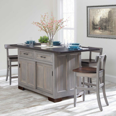 Hudson Sliding Door Kitchen Island with Optional Butcher Block Top | Handmade Amish Solid Wood Furniture with Heirloom Quality Craftsmanship, Made in USA