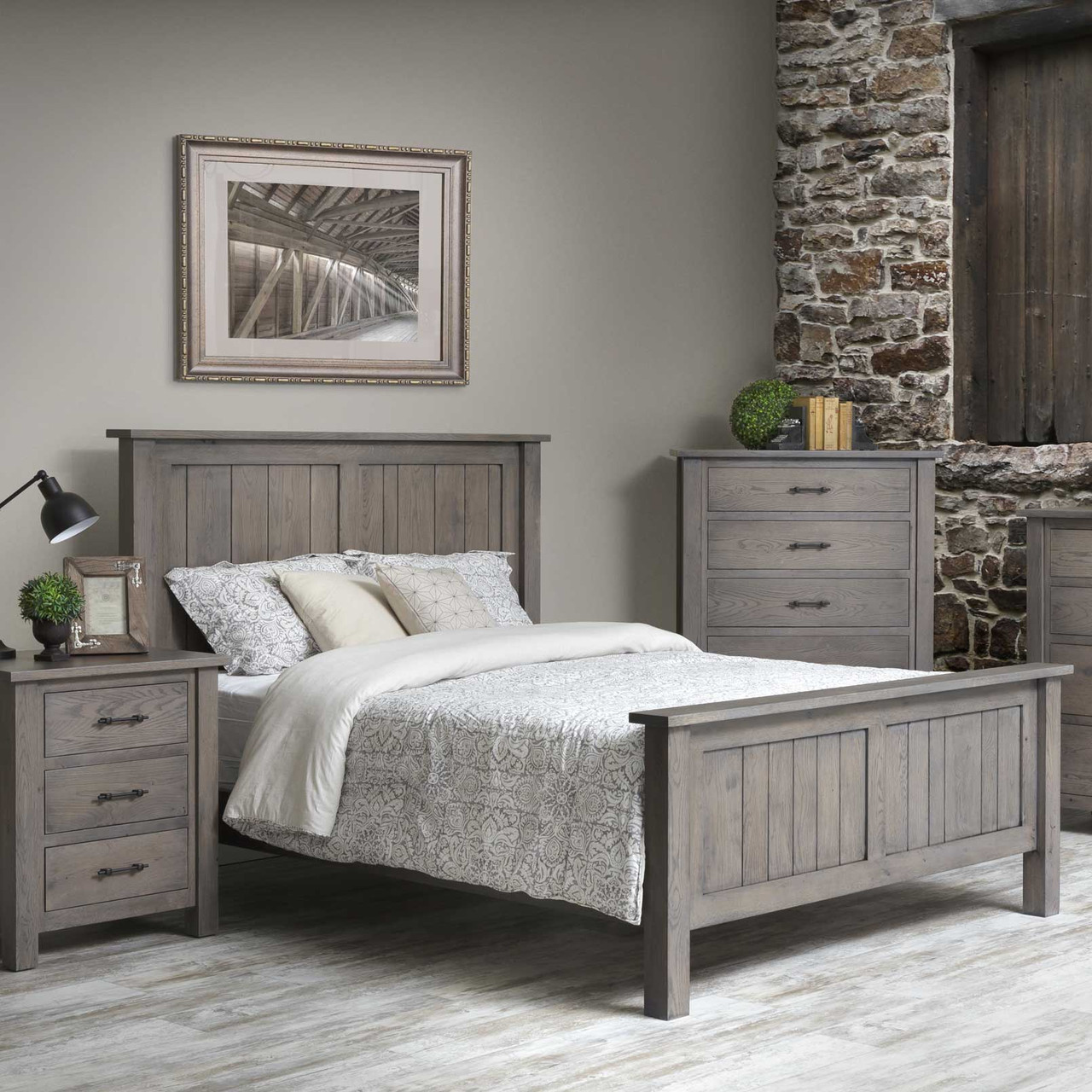 Amish Heirloom Mission Solid Wood Panel Bed — actual product photograph