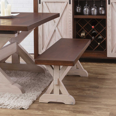 Hudson X Base Trestle Dining Bench | Handmade Amish Solid Wood Furniture with Heirloom Quality Craftsmanship, Made in USA