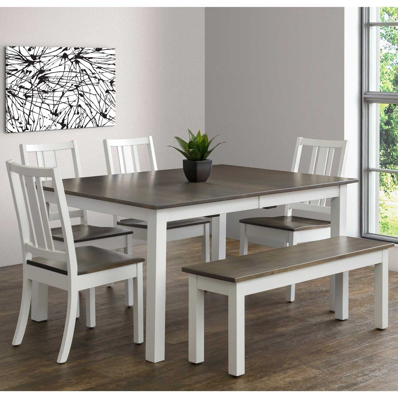 Amish Eco Solid Top Wood 6pc Dining Set for 6 - Quick Ship — actual product photograph