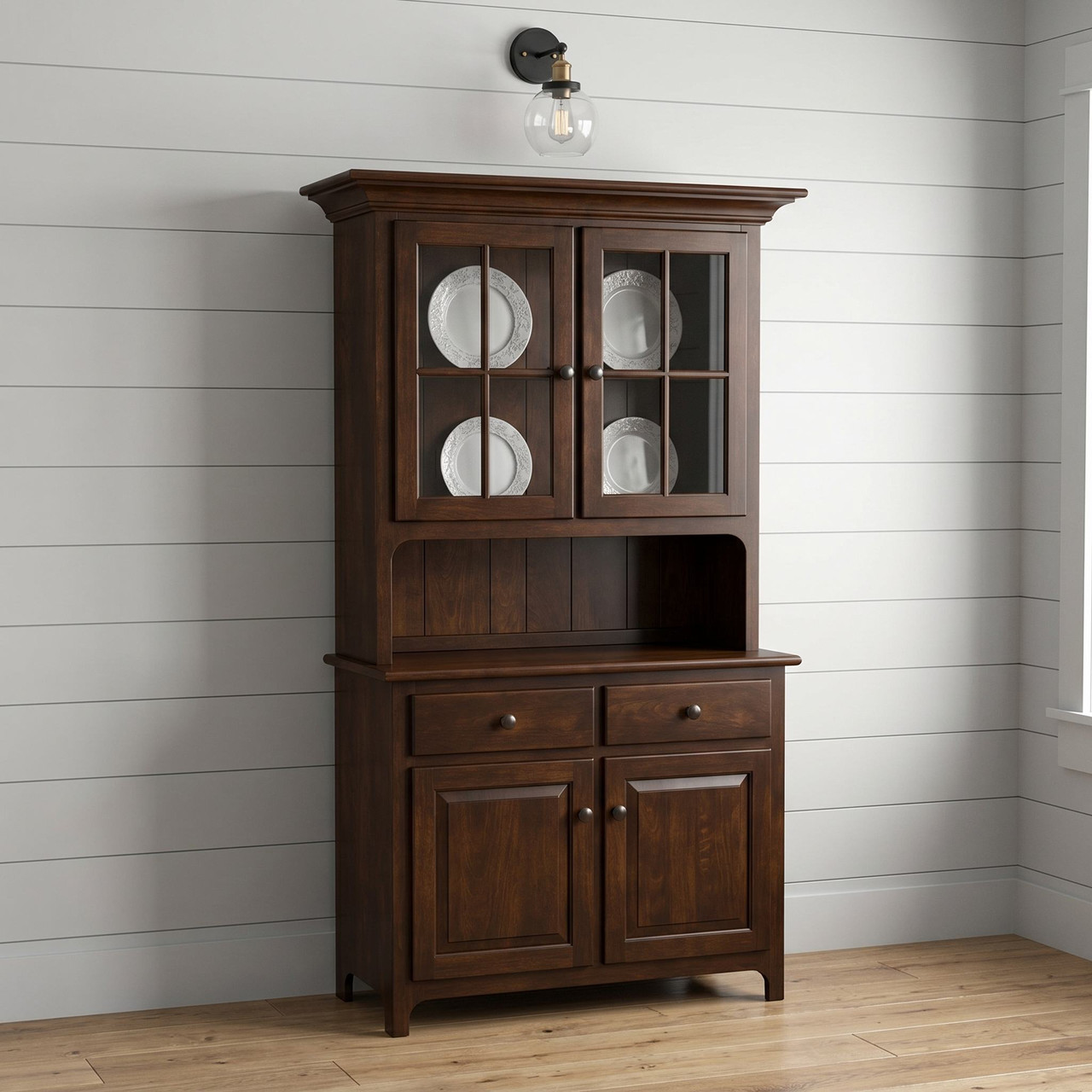 Amish Plymouth Solid Wood 2-Door Hutch — actual product photograph