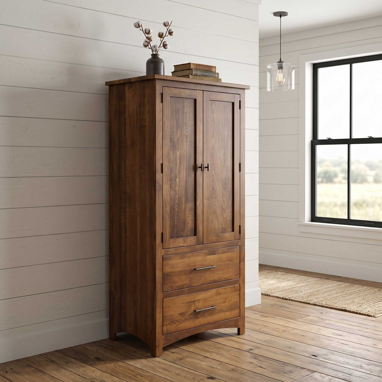 Amish Avondale 2-Drawer 2-Door Bedroom Armoire — actual product photograph
