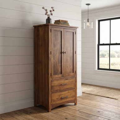 Avondale 2-Drawer 2-Door Bedroom Armoire | Handmade Amish Solid Wood Furniture with Heirloom Quality Craftsmanship, Made in USA