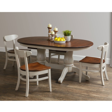 Napolean Oval Expandable Double Pedestal Table | Handmade Amish Solid Wood Furniture with Heirloom Quality Craftsmanship, Made in USA