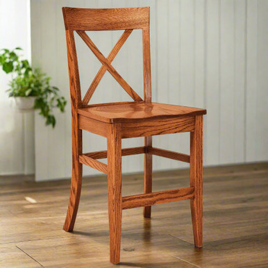 Hudson X Back Bar Chair | Handmade Amish Solid Wood Furniture with Heirloom Quality Craftsmanship, Made in USA